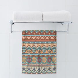 AOYEGO Ethnic Stripes Bath Towels Bohemian Aztec Paisley Floral Doodle Polka Dots Kitchen Hand Towels Bathroom Decor Soft Beach Microfiber Hair Towels 15x30 Inch