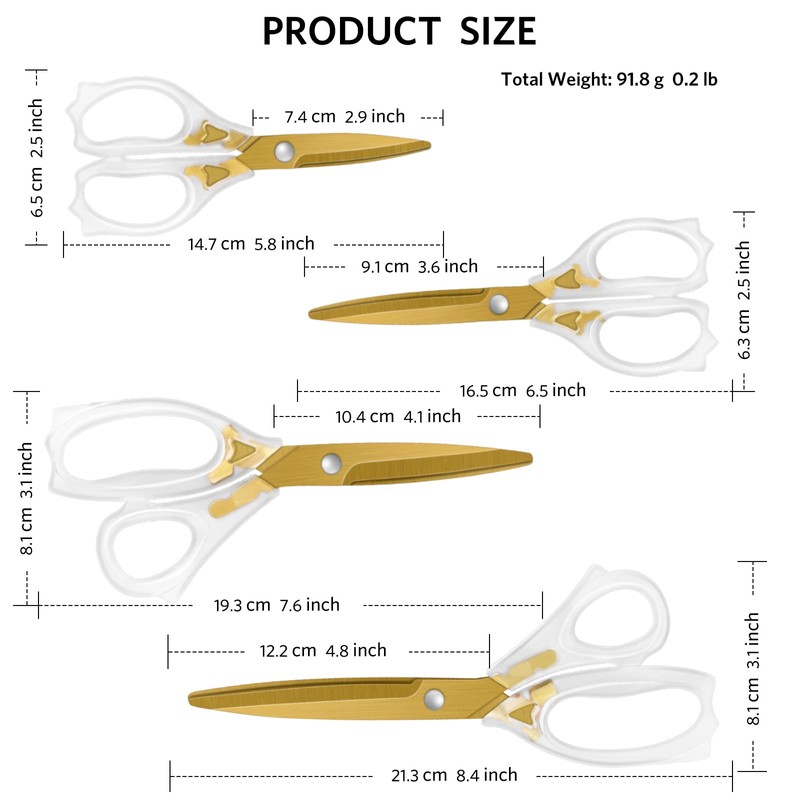 Uaugulft Acrylic Scissors Sharp Titanium Blades with Ergonomic ABS Handle