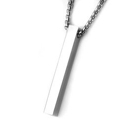 ZAULER Stainless Steel Bar Chain Necklace for Men - SIlver Plated Simple Pendant Design, Trendy Jewelry Men‘s Gift