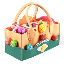 PISOSN Portable Carrying Case Compatible with Toniebox Starter Set and Tonies Figurines,Travel Felt Cloth Musical Toy Folding Bag for Toniebox Accessories (Blue Pattern)