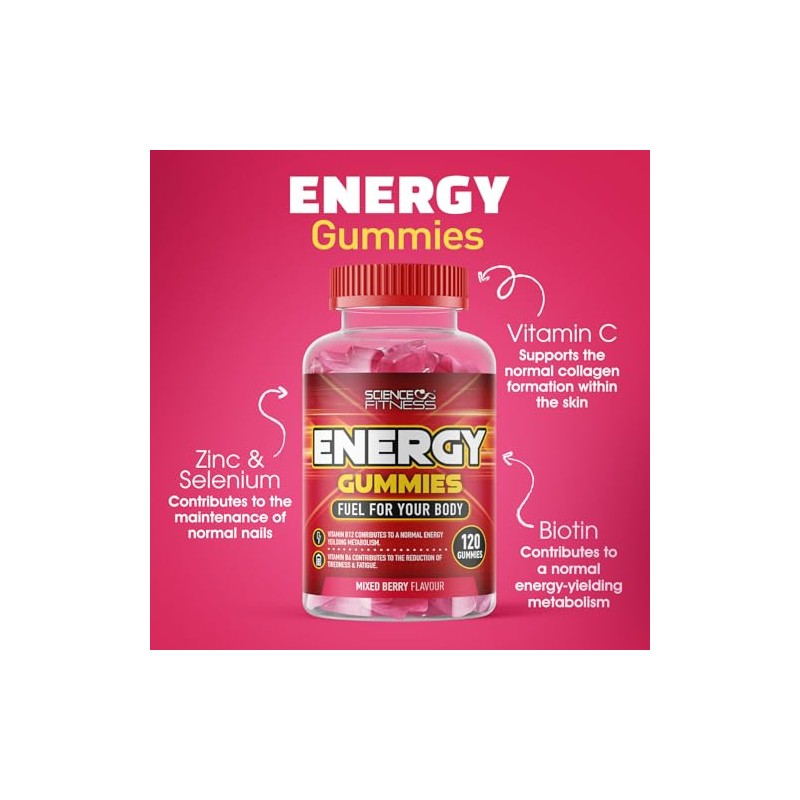Energy Gummies |120 Mixed Berry Flavour Gummies from Science Fitness