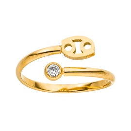 Purelei® Star Sign Ring, Waterproof Women's Ring Made of Durable Stainless Steel, Adjustable Rings from Size 50 to 60, Fashion Jewellery for Your Individual Look, Gemstone