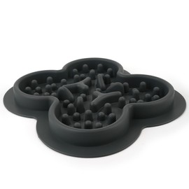 MCHXN Dog slow feeders,Silicone Fun Feeder Slo Bowl,Used to slow down pet eating speed Anti-Choking Puzzle Dog Food Bowls (Black - 4 petals)