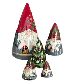 5 Pieces of Christmas Matryoshka Christmas Dwarf Collection Dolls Stacking Dolls Ornaments Christmas Decorations
