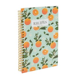 Blank Recipe Notebook, Write Your Own Spiral Cookbook 120 Pages, Floral Orange (5.5 x 8.5 in)