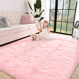 Jelymark Super Soft Shaggy Rug for Bedroom, 3x5 Feet Fluffy Carpet for Living Room, Fuzzy Indoor Plush Area Rug for Home Decor, Furry Floor Rugs for Dorm, Kids Nursery Rug for Girls, Pink