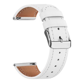 Vancle For Watch Strap 20 mm Leather Bracelet Women Men Soft Breathable Leather Sport with Quick Release Suitable Replacement Strap for 20 mm Bracelet (White)