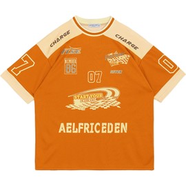 Aelfric Eden 90s Oversize Tshirts Unisex Graphic Jersey Printed Casual Tees Streetwear Vintage Summer Top Tshirt Orange