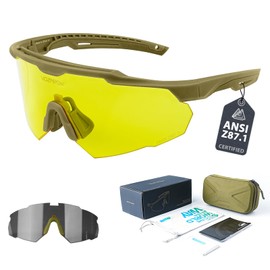 VOZAPOW Shooting Glasses Anti Fog with High Definition Lenses, ANSI Z87.3 Certified Tactical Safety Glasses for Men Women