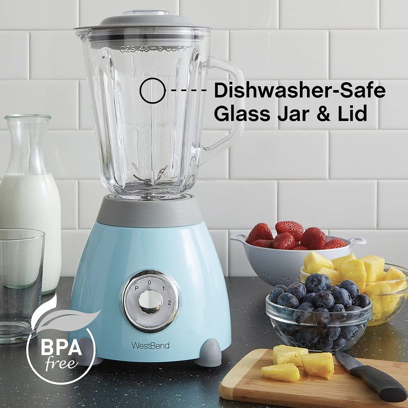 West Bend Blender Retro-Styled 3 Speeds with 48 oz Glass