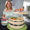 2-tier 10" Bamboo Steamer with Reinforcement & Handle, Reusable Silicone