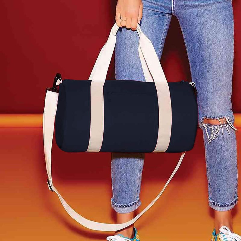 Bagbase Mini Barrel Bag (One Size) (French Navy/Off White)
