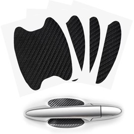 4 Pegatinas de Manija de Puerta 3D Protectores de Arañazos de Fibra de Carbono para Vehículo