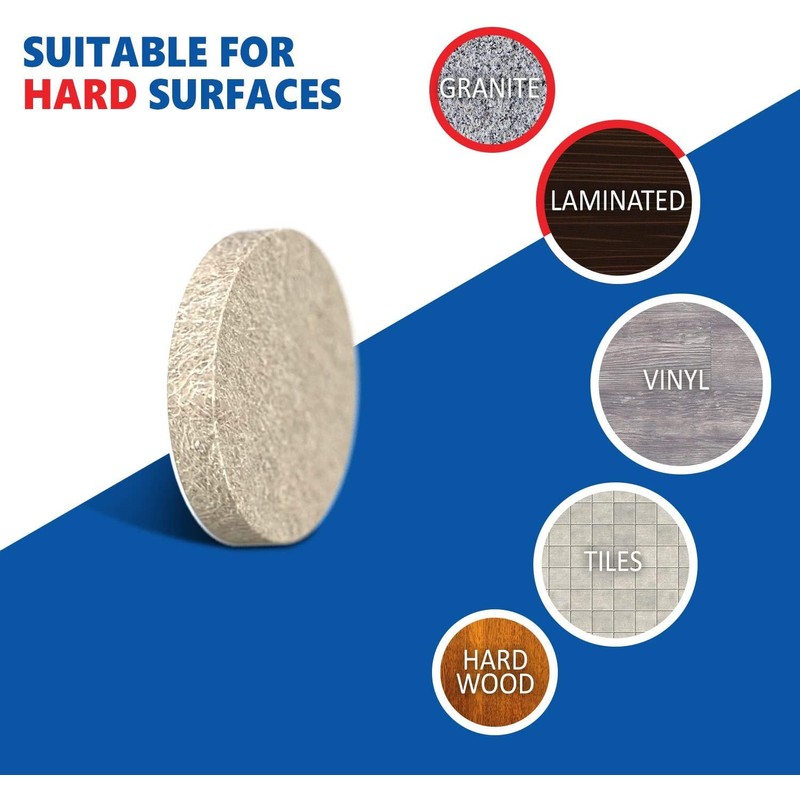 Felt Furniture Pads/Floor Protectors - 5mm Thick - 14pcs -