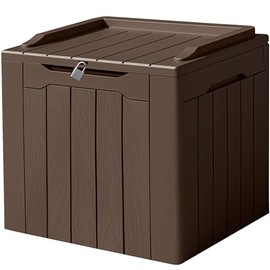 Devoko 31 Gallon Waterproof Outdoor Storage Box Resin Deck Box Lockable and UV Resistant for Patio Furniture,Garden Tools (Brown)