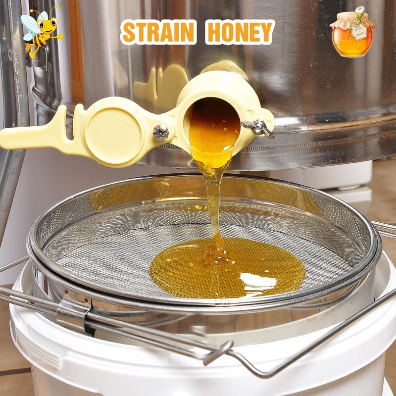 Stainless Steel Honey Strainer, Double Sieve Mesh Filter, Bee Keeping