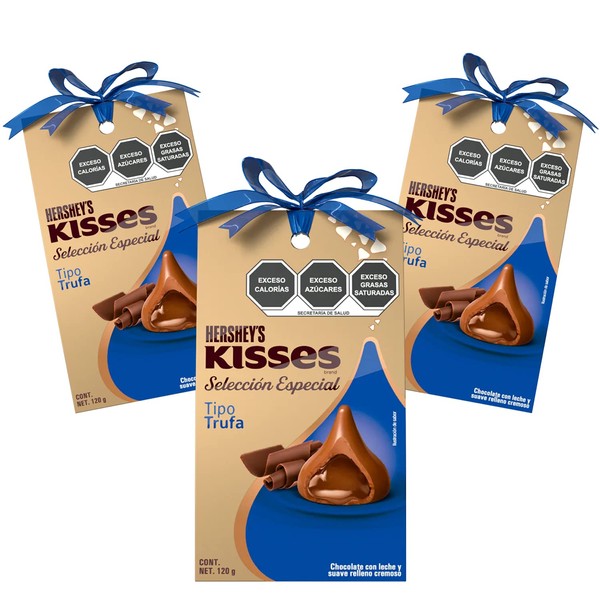 HERSHEY'S - Kisses, Selección Especial Trufa, Relleno Especial, Chocolate Especial, Chocolate con Leche, Especial para Regalo, Pack 3, 3x120 g