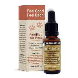 Feel Bach! Flower Essence Remedy Feel5Ive for Pets, Natural Remedy for Stress, Shock, Trauma, General Fears, New Adoption, 20ml, 0.7 Fl Oz