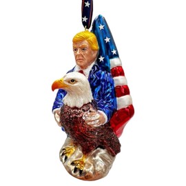 Exclusive Premium President Trump Glass Christmas Ornament, American Bald Eagle MAGA Tree Decor