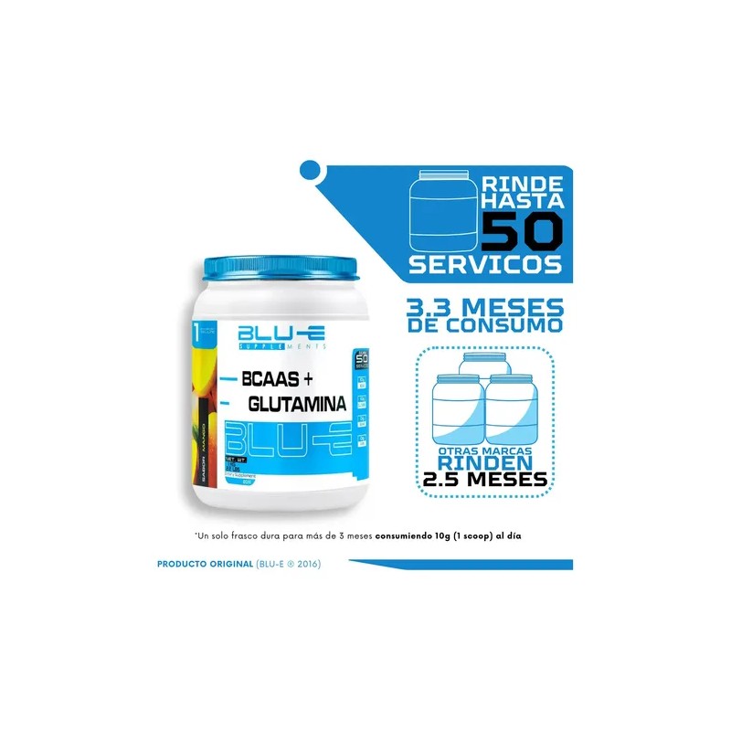 Suplemento en polvo Blu-e Supplements BCAAS sabor mango x 1kg