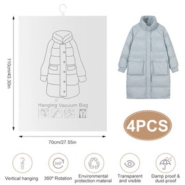 4 Stück Vakuumbeutel für Kleidung Hängend, Afenau Vakuumierbeutel Kleidung mit Handpumpe, Vakuum Kleiderbeutel mit Kleiderhaken, Hängende Vakuumierbeutel für Anzüge, Mäntel, Jacken(Musterdesign)