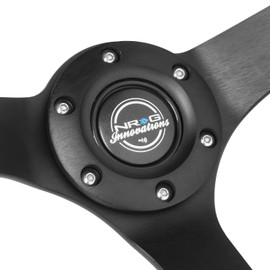 NRG Innovations RST-036BK-BKW 3" Deep Dish 350mm 3-Spoke Wood Grain Steering Wheel, 6 X 70mm Bolt Pattern,Black/Mahogany