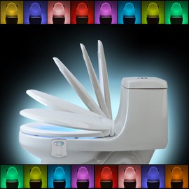 LED Smart Toilet Night Light - Motion Activated Sensor with 16 Colors & Carousal Mode - Fun for Kids and Potty Training - Battery Powered Auto On - Fits Any Toilet, Slim Modern Design by SavvyGear