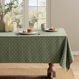 MIULEE Olive Green Linen Table Cloth Rectangle Tablecloth Waterproof Spillproof Cross-Star Textured Table Cloth, Decorative Rustic Farmhouse Style for Dining/Party/Buffet/Wedding,60x84 Inch