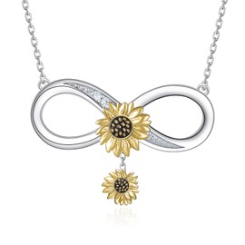 SVODEA Sunflower Necklace 925 Sterling Silver Infinity Pendant Necklace Infinity Jewelry Gifts for Women