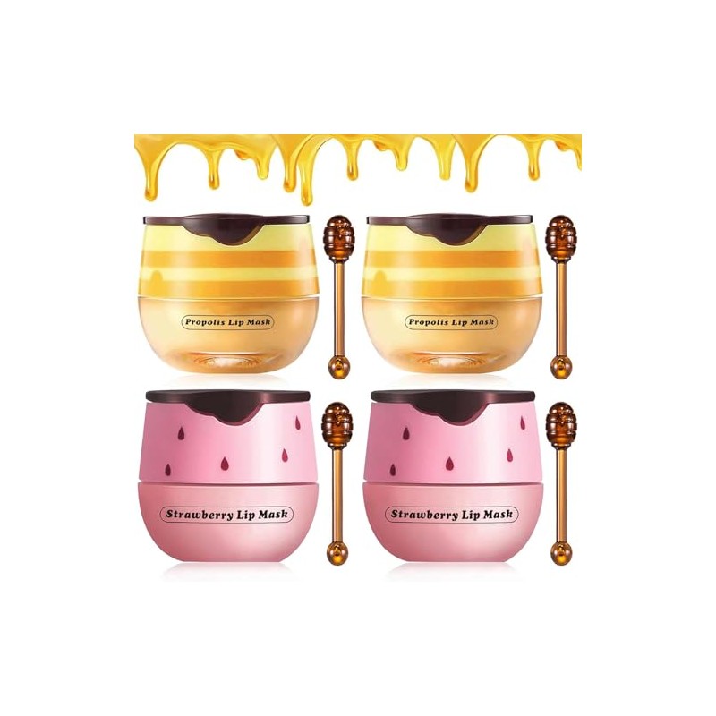 4 piezas de tarro de miel de labios de fresa