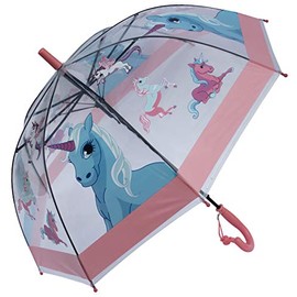 Foxfire for Kids Clear Dome Umbrella Pink Unicorns