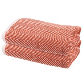 sourcing map 2 Pcs Bathroom Hand Towels Red Soft Absorbent Face Towels Cotton Wash Cloths 13 x 29 Inch Kitchen Hand Towels for Bathroom Gym Drying Hand Face Hair (Twill)