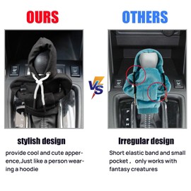 PSLER Stylish Cute Hoodie Car Gear Shift Cover Shifter Knob Cover gear shift hoodie Heat Insulation Winter Warm CVC Interior Car Accessories for Men Women Black