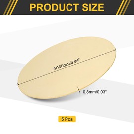 Sourcing Map 5Pcs H62 Brass Round Plates, 3.94" Dia x 0.03" Thick, DIY Crafts & Metal Stamping