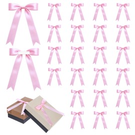 24PCS Large Pink Satin Ribbon Bows 5x7'' Self Adhesive Satin Bows for Gift Wrapping Premade Ribbon Bow with Double Sided Tape for Crafts Wedding Christmas Birthday Gift Wrap Party Decorations