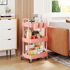 UDEAR 3-Tier Rolling Utility Cart,Multifunctional Storage Shelves with Handle and