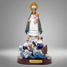 Virgin Charity of The Copper, Virgen Caridad del Cobre Resin Statue — Catholic Religious Figurine — 8 & 12 Inches — Home, Church, Prayer Room, Altar, Devotional Gift (Small - 8" inches)