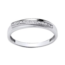 Old English Jewellers 9ct White Gold 0.15ct Eternity Wedding Ring size J to T simulated Diamond (Q)