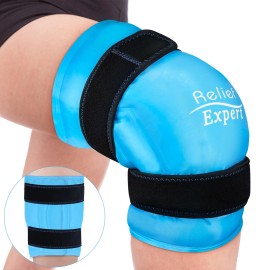 Relief Expert Knee Ice Pack Wrap Around Entire Knee, Large Ice Pack for Leg Soothing Discom...