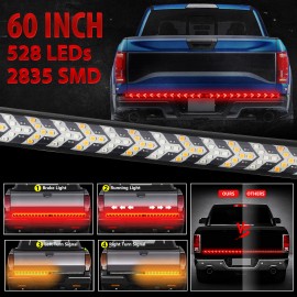 KEEPDSGN 60" Truck Tailgate LED Sequential Light Bar Brake Reverse Stop Turn Signal Strip