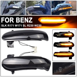 LED Dynamic Side Mirror Sequential Turn Signal Light for Benz Slk Class R171 W171 2004-2008.12 Prefacelift SL Class R230 W230 2002-2008 (Black)