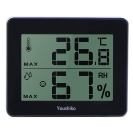 Youshiko Large Digital Thermo-Hygrometer, Indoor Weather Thermometer Hygrometer Gauge , Monitor Temperature and Humidity Meter for Home Office , Min / Max Records