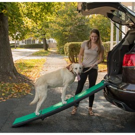 Pet Gear supertraX Ramps for Dogs and Cats, Maximum Traction Surface, Portable/Easy-Fold (No Tools Required), Built in Handle for Travel, 42-71 Inches Long, Supports 150-200lbs, Emerald