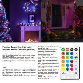 Dazzle Bright Color Changing Christmas Lights, 66ft 200 LED RGB String Lights with Remote & Timer, Fairy Lights for Indoor Outdoor Xmas Tree Party Wedding Christmas Decorations