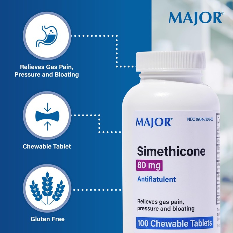MAJOR Simethicone Gas Relief 80 mg - Anti Flatulence, Bloating