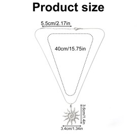 Mikovivi Silver Sun Pendant, Dainty Sunshine Necklace Magical Charm Solar Pendant Necklace Swirl Sunburst Choker Shiny Statement Jewelry Accessories for Women