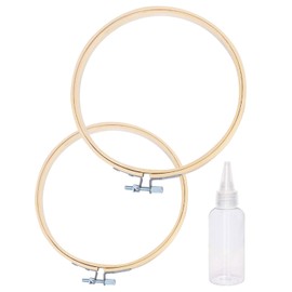 MYGLOAR Set of 2 Embroidery Hoops, Round Bamboo Embroidery Hoop, Adjustable Round Embroidery Hoop, Burr-free, Smooth and Lightweight, Suitable for Embroidery, Artwork, DIY Tools (15/20 cm)