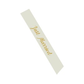 Vrogadso Just Married Sash with Gold Glitter Letters