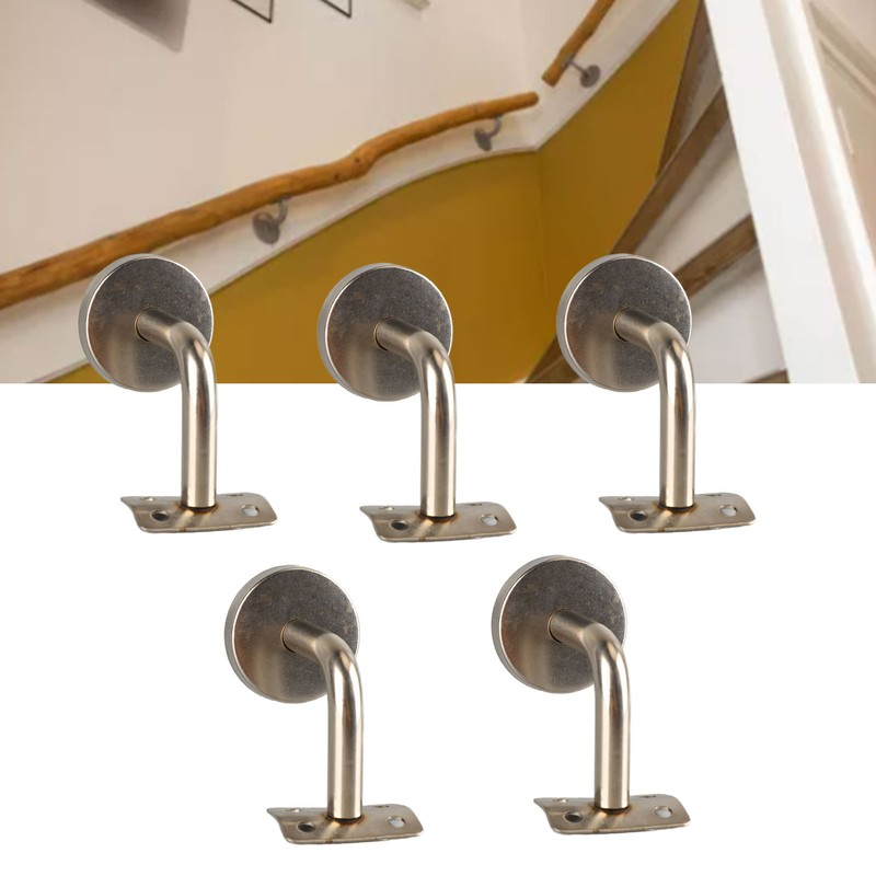 5Pcs Wall Handrail Bracket Practical Robust Wall Mounted Stainless Steel