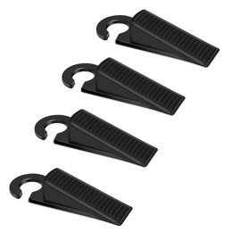 Vncczi Door Stoppers, 4 Pack Premium Rubber Door Stoppers Wedge, Door Stops for Carpet Heavy Duty Door, Door Stoppers for Bottom of Door on Tile, Concrete, Carpet, Wooden Floor (Black) (Black)